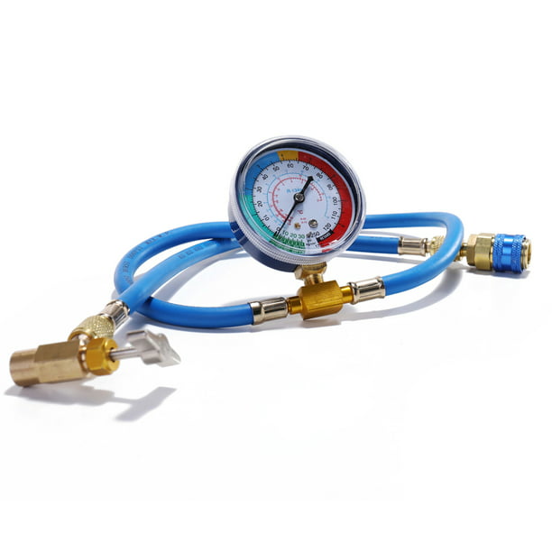 Ateboo Car Auto Air Conditioning R134A Refrigerant Recharge Measuring Hose with Gauge,A/C 1/2 Recharge Measuring Kit Can Tap Air Conditioning Pressure Gauge R134A 